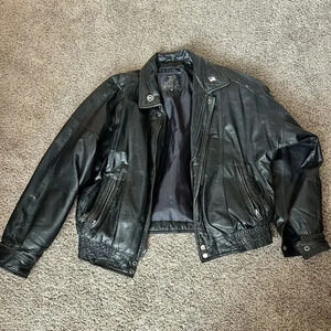 Vintage Leather Jacket Mens Distressed Biker Outdoor Workwear Barn Chore Coat M‎